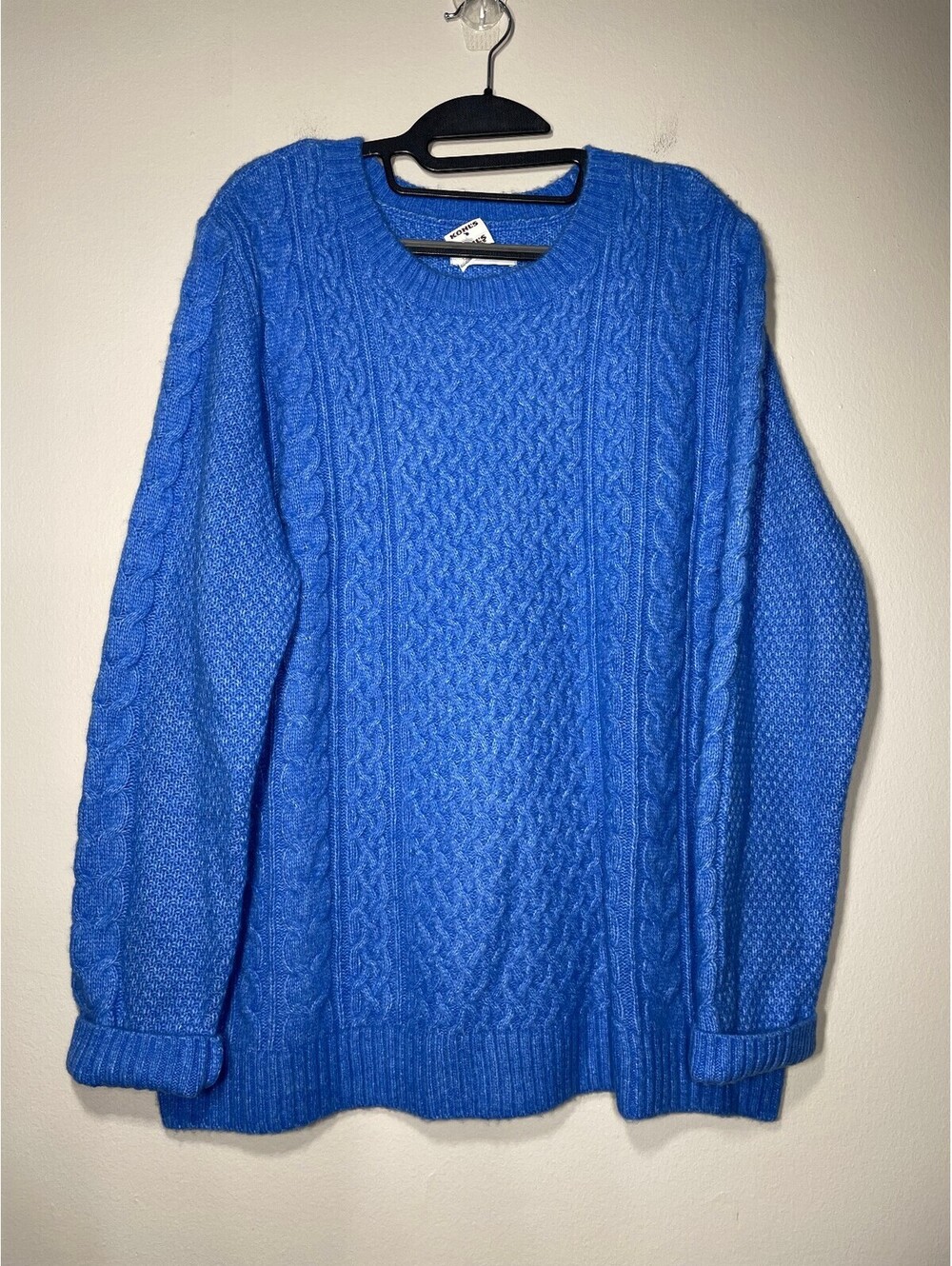 New Cobalt Blue CableKnit Sweater Preppy Coastal Academia XL